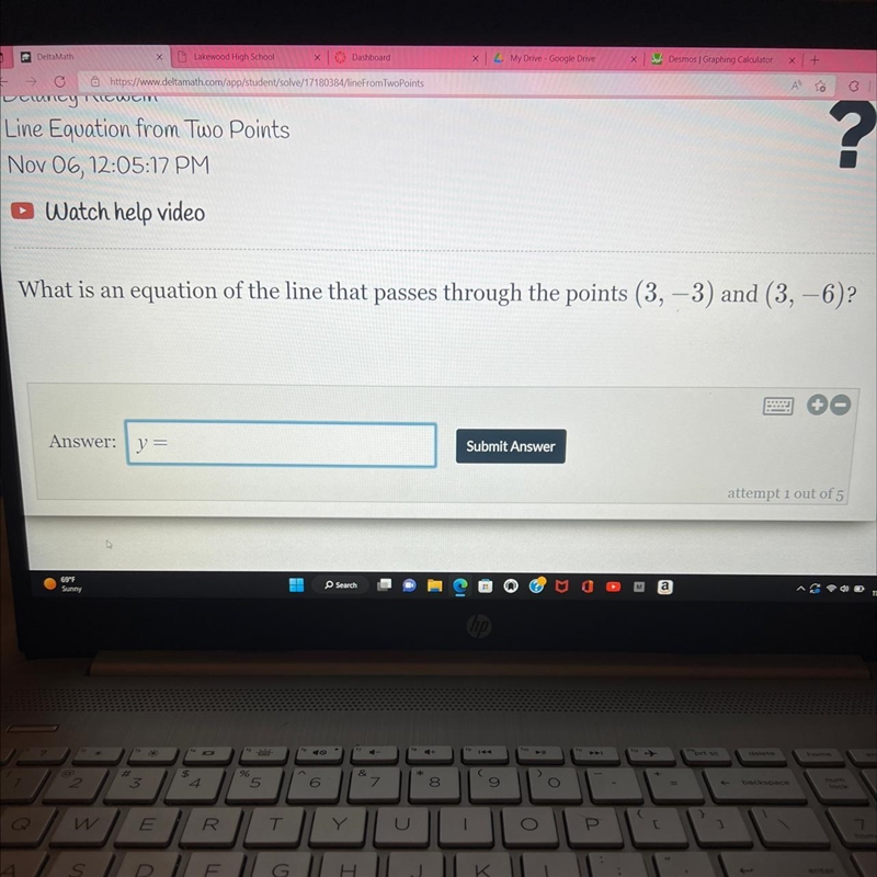 What is an equation of the line that passes through the points (3,-3) and (3,-6)-example-1