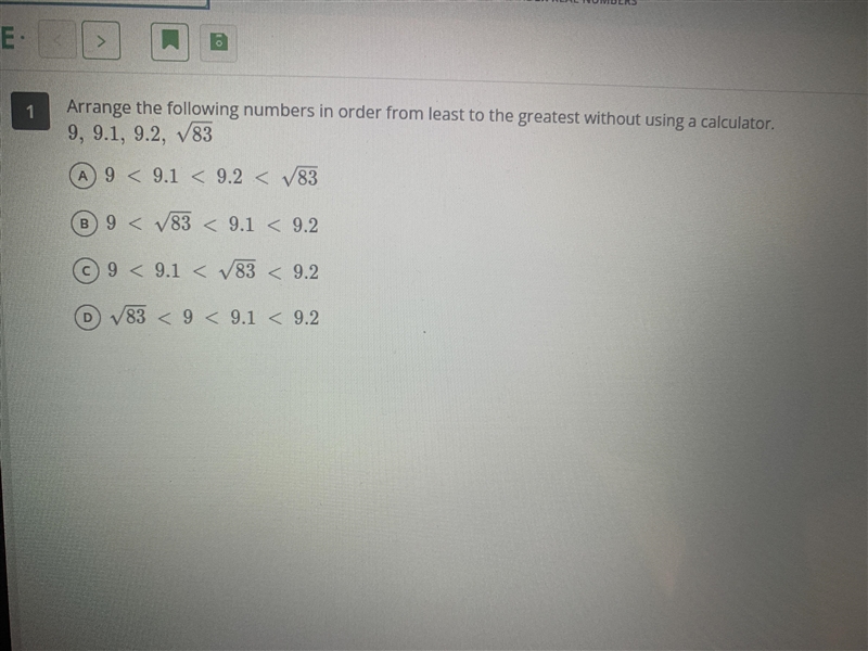 Arrange the following numbers in order from least to the greatest-example-1