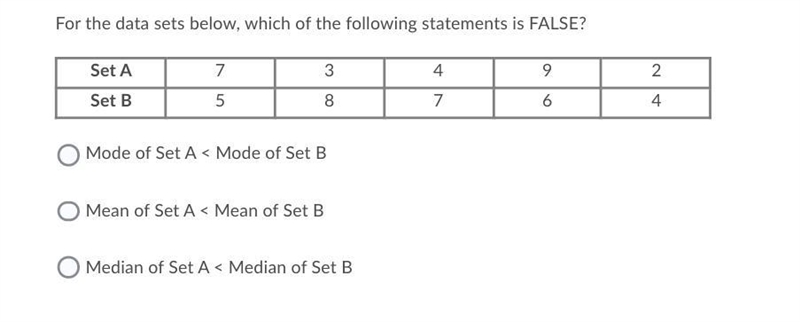 Its a math problem Please help me !!! For the data sets below, which of the following-example-1