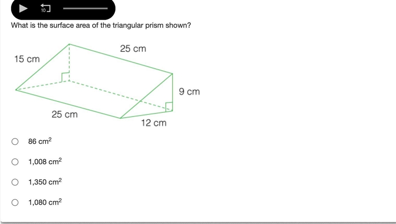 What is the surface area of the triangular prism shown?-example-1