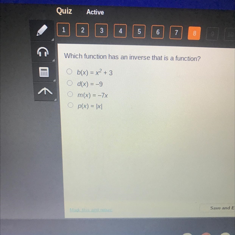 Which function has an inverse that is a function?-example-1