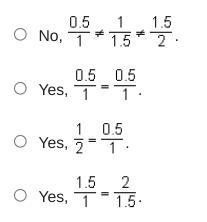 Using side lengths only, could the triangles be similar?-example-2