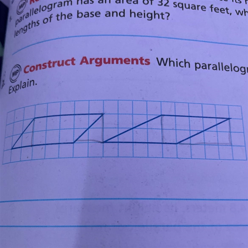 HELP! which parallelogram has the greater area?-example-1