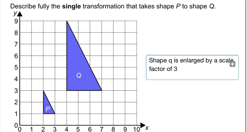 Describe fully the single transformation that takes shape P to shape Q I cant get-example-1