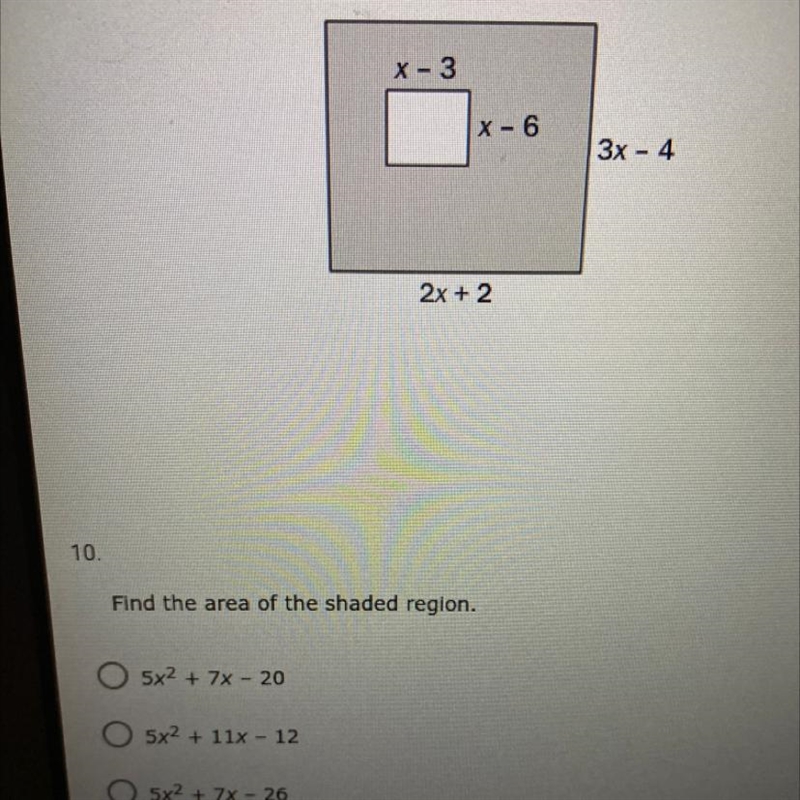 Find the area of the shaded region.-example-1