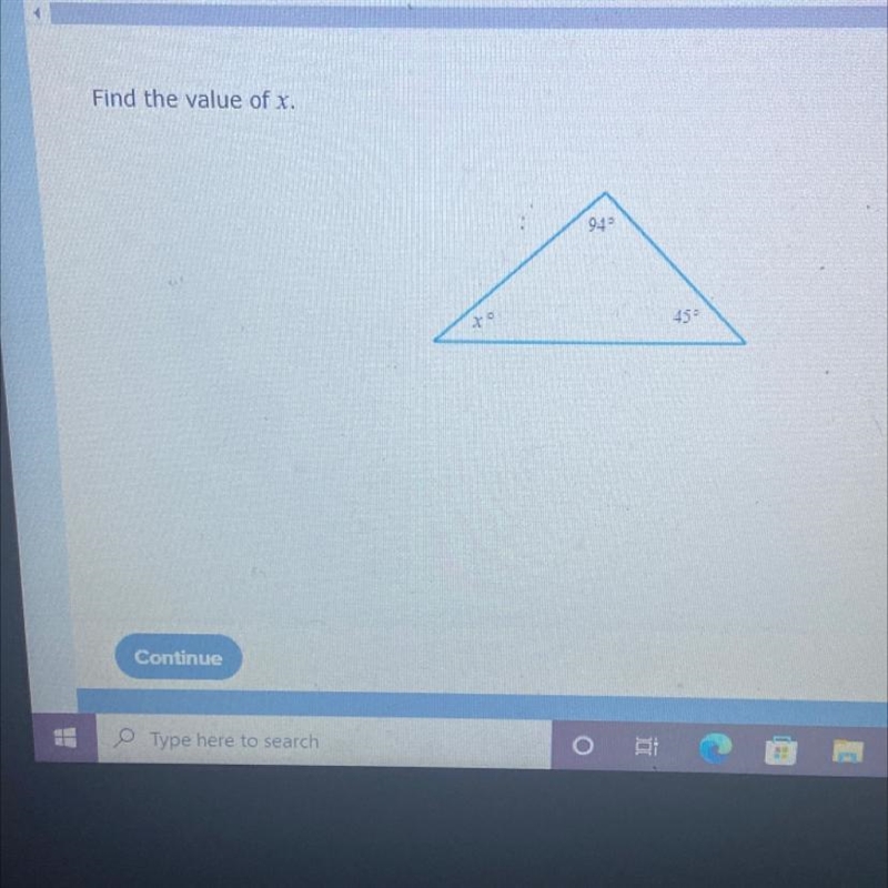 Find the value of x ( 94 , 45, & x)-example-1