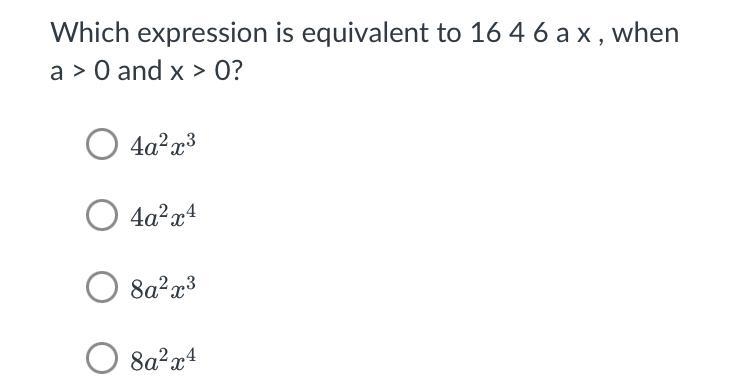 Which expression is equivalent to 16 4 6 ax?-example-1