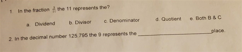 PLEASE HELP, I NEED THE ANSWER BEFORE 3 HOURS 1. In the fraction the 11 represents-example-1