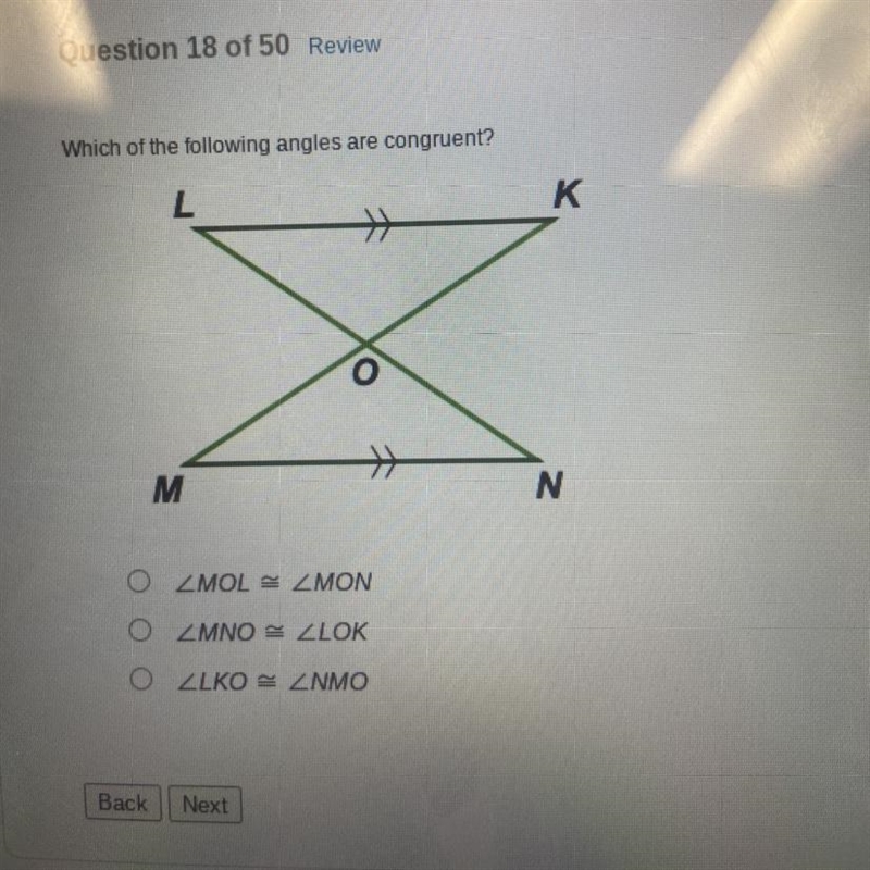 Which of the following angles are congruent?-example-1