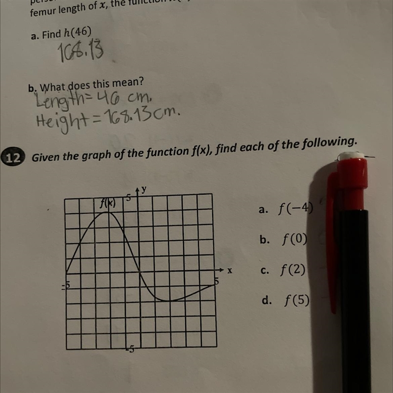 Given the graph of the function f(x), find each of the following. † y a. f(-4) 2 b-example-1