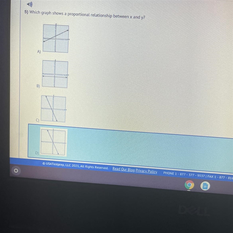 Which graph shows a proportional relationship between x and y?-example-1