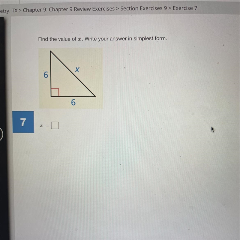 Find the value of x. Write your anser in simplest form-example-1