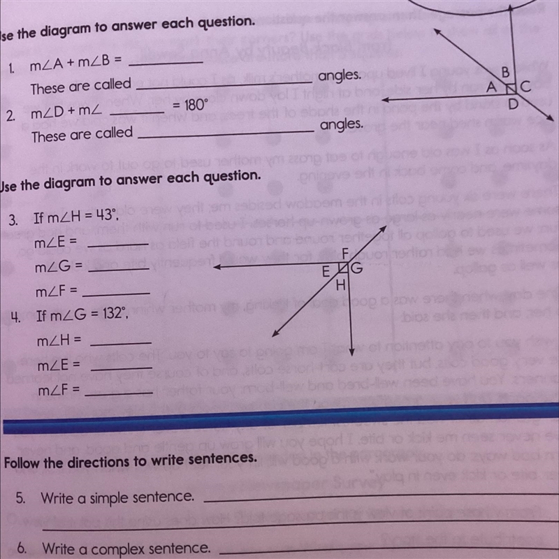 Use the diagram to answer each question. m/A+m/B= These are called 1 2 m2D+mz These-example-1