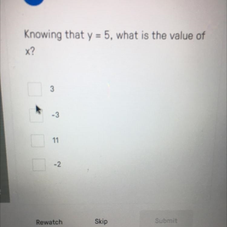 Knowing that y = 5, what is the value ofx?-example-1