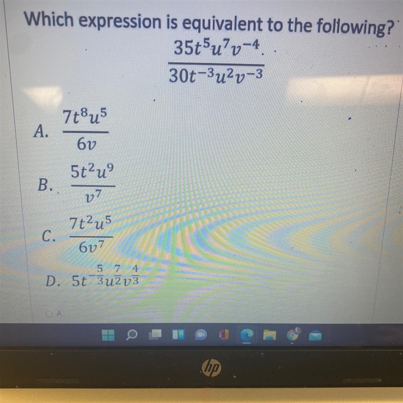 Which expression is equivalent to the following?-example-1