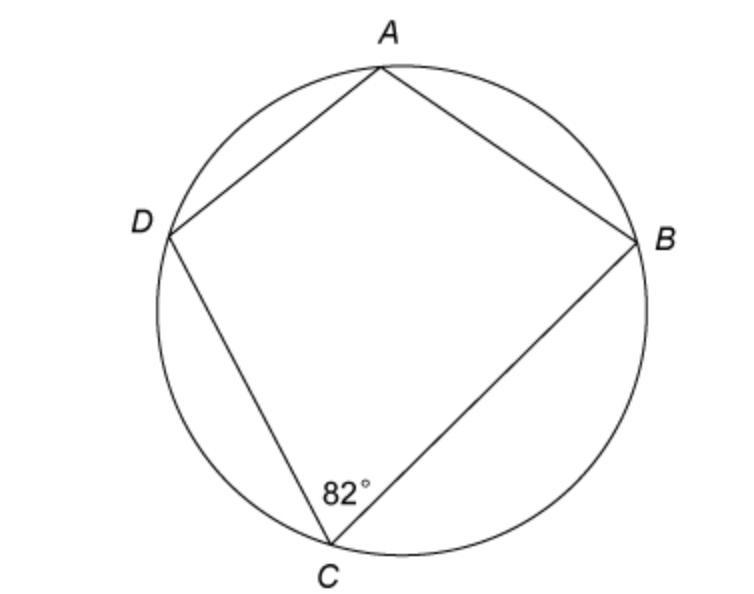 ​Quadrilateral ABCD​ is inscribed in this circle. What is the measure of ∠A? Enter-example-1