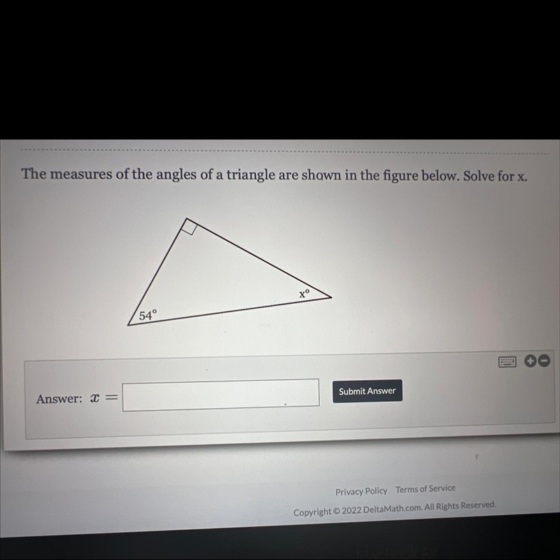 The measures of the angles of a triangle are shown in the figure below solve for X-example-1