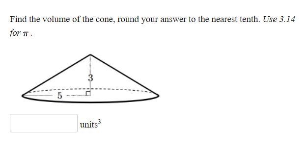 Find the volume of the cone, round your answer to the nearest tenth-example-1