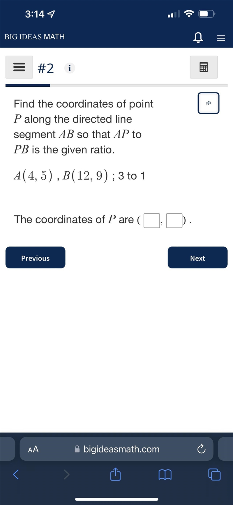 Find the coordinates of point P along the directed line segment AB so that AP to PB-example-1