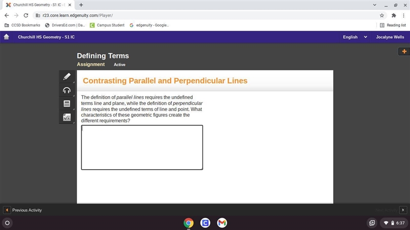 In a paragraph please explain The definition of parallel lines requires the undefined-example-1