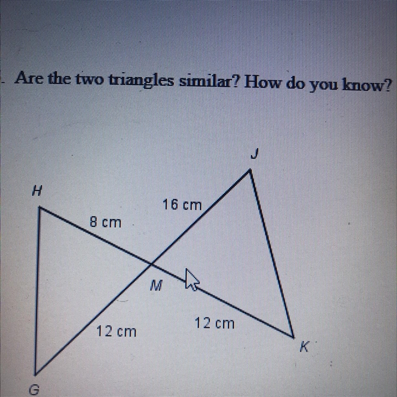 Are the two triangles similar? how do you know?-example-1