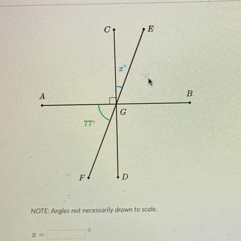 C E A B B 1 G 77° F D NOTE: Angles not necessarily drawn to scale. O 2-example-1