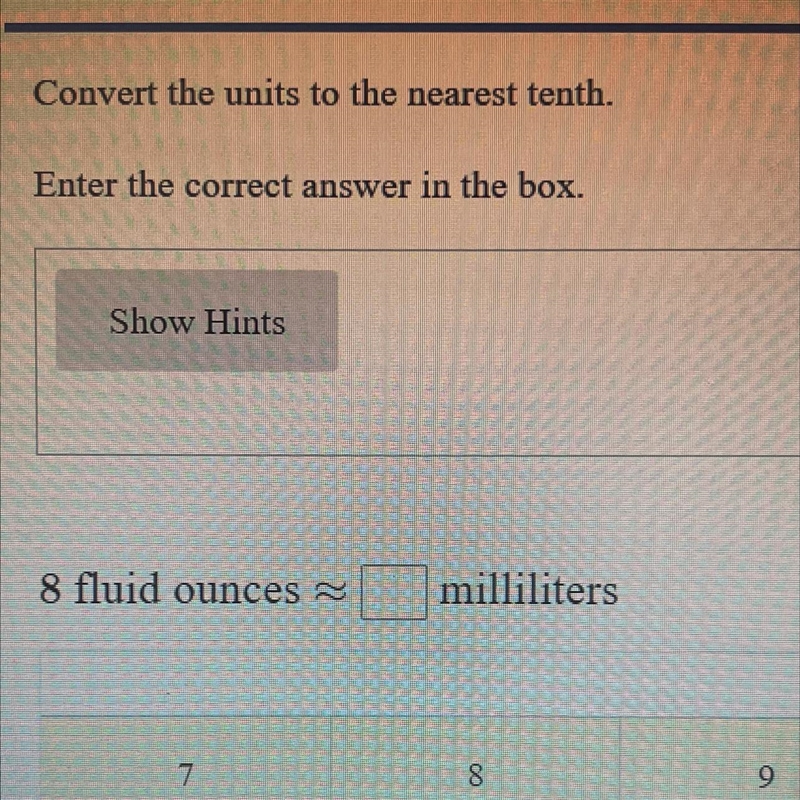 Convert the units to the nearest tenth. Enter the correct answer in the box. Show-example-1