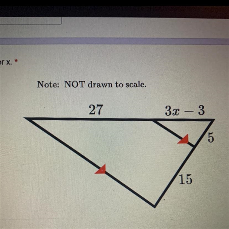 Solve for x Note drawn to scale Geometry-example-1