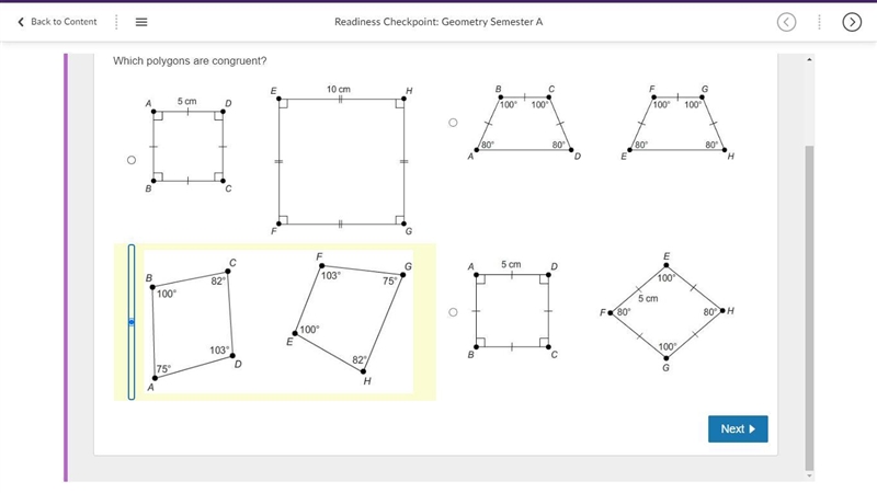 Which polygons are congruent?-example-1