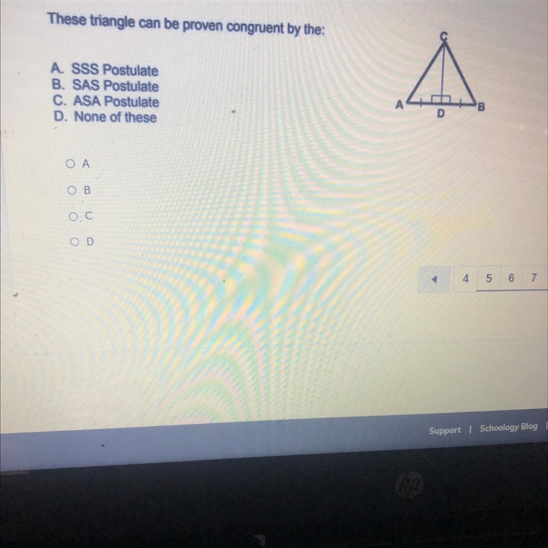 These triangles can be proven congruent by the-example-1