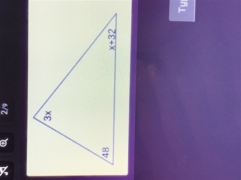 Solve for x given the triangle above?-example-1