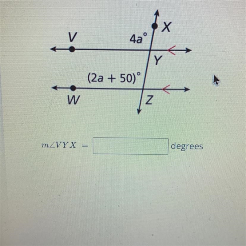 Find the measure of VYX.-example-1