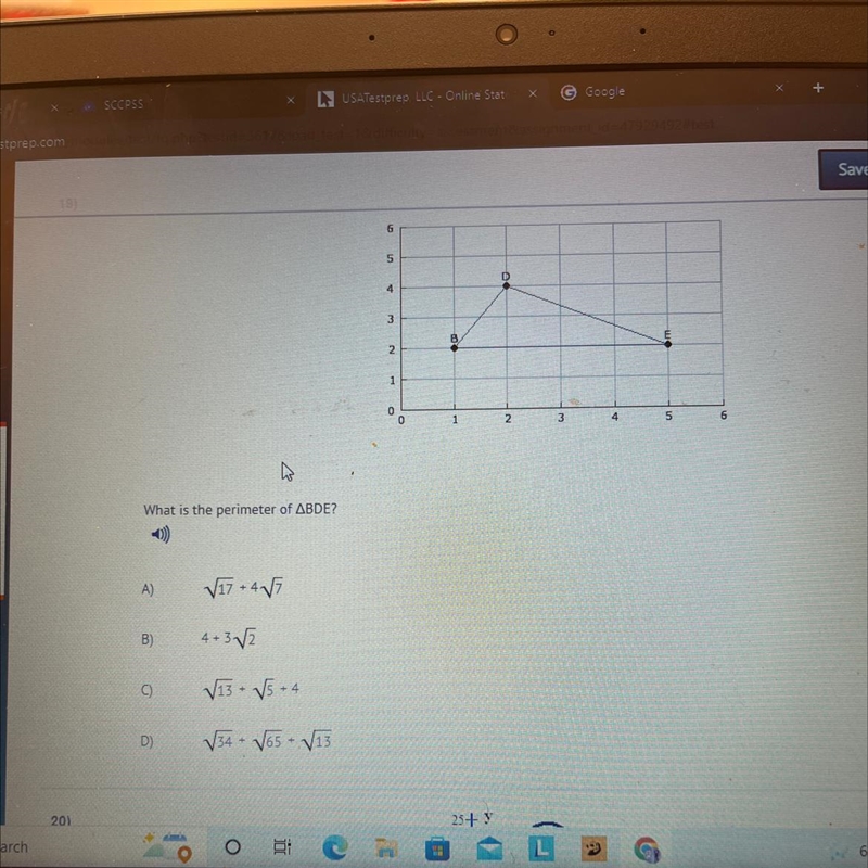 What is the perimeter of ABDE?-example-1