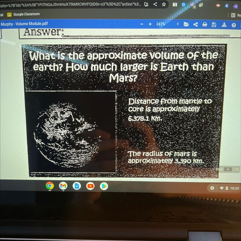 What is the approximate volume of the earth? How much larger is Earth than Mars?-example-1