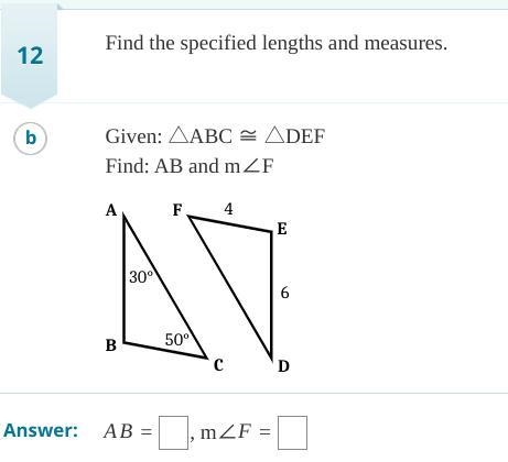 Given triangle ABC = triangle DEF find AB and m PLSSSSSS HELP-example-1