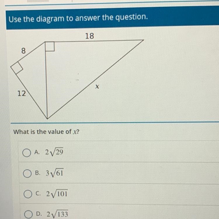 Use the diagram to answer the question. what is the value of x-example-1