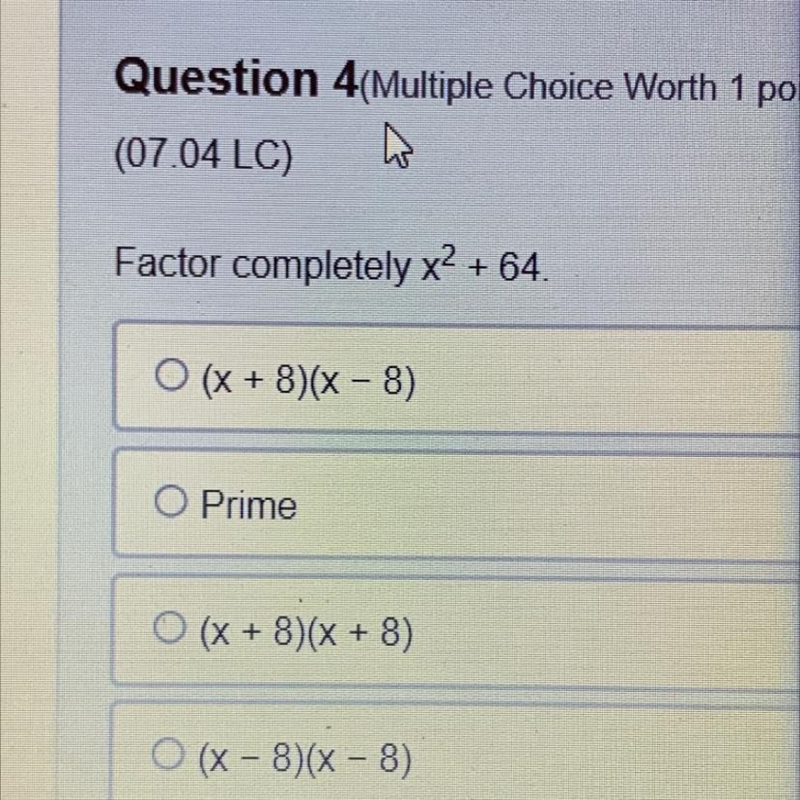 Factor completely x² + 64-example-1