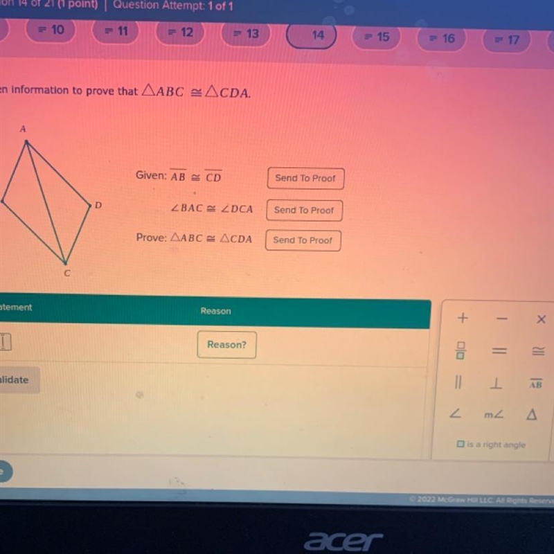 Use the given information to prove that /\ABC=~/\CDA?-example-1