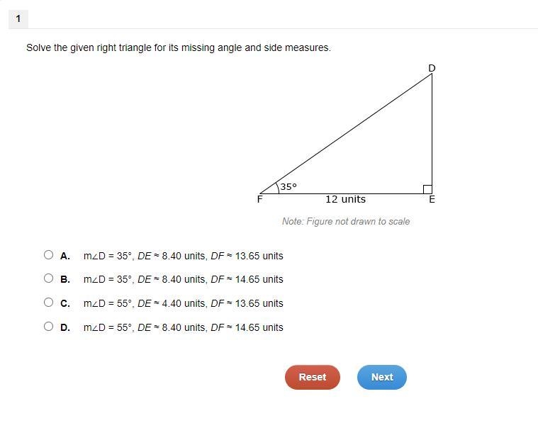 Solve the given right triangle for its missing angle and side measures. An Image of-example-1