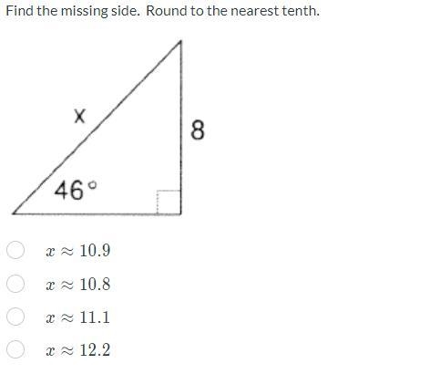 Find the missing side. Round to the nearest tenth-example-1