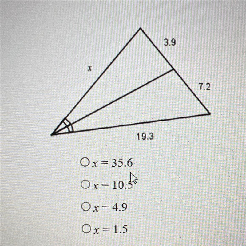 What is the value of x to the nearest tenth? The figure is not drawn to scale-example-1