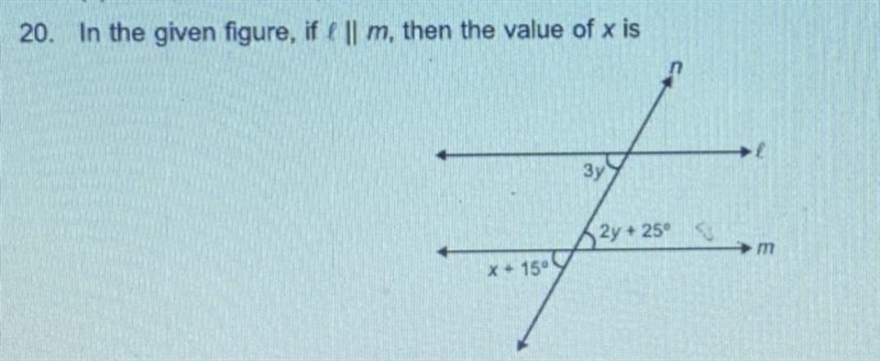 In the given figure, l || m, then the value of x is (look at the picture)-example-1