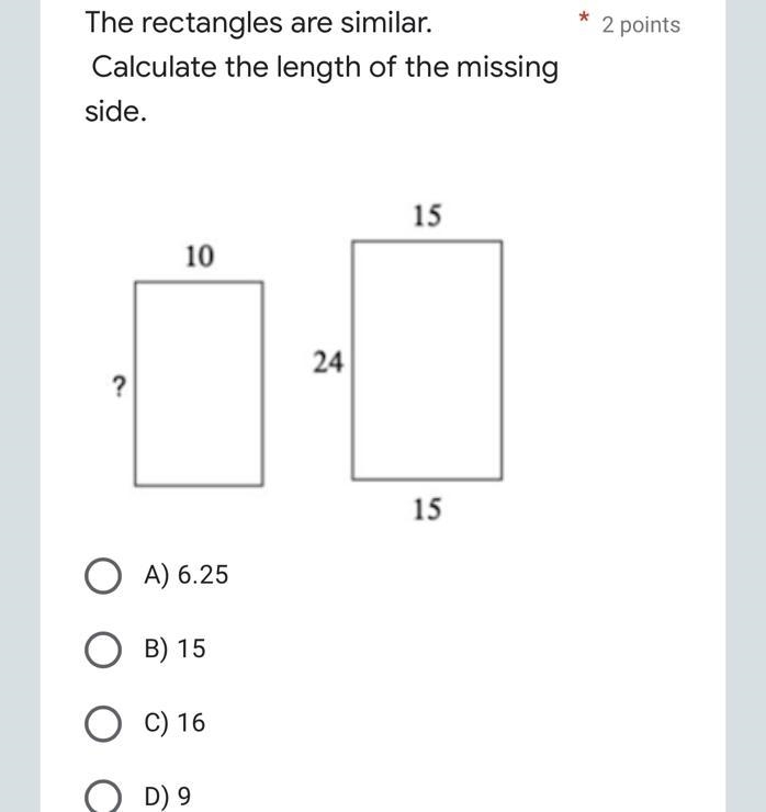 The rectangles are similar. Calculate the length of the missing side.-example-1