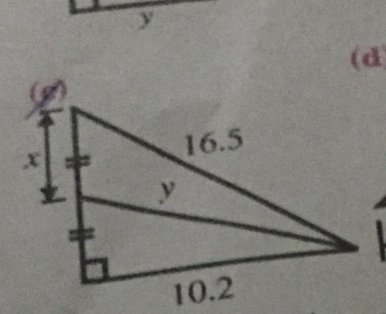 In the following diagrams calculate the sides marked with letters x and y. All dimensions-example-1