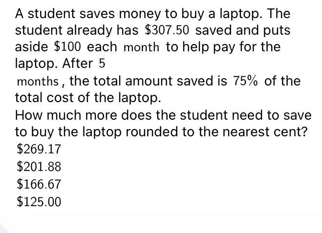 How much more does the student need to save to buy the laptop-example-1