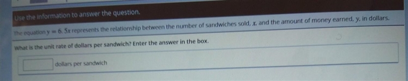 The equation y = 6. 5x represents the relationship between the number of sandwiches-example-1