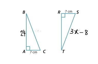 The two triangles shown are congruent. Find the value of x-example-1