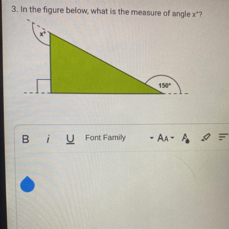 In the figure below, what is the measure of angle x-example-1