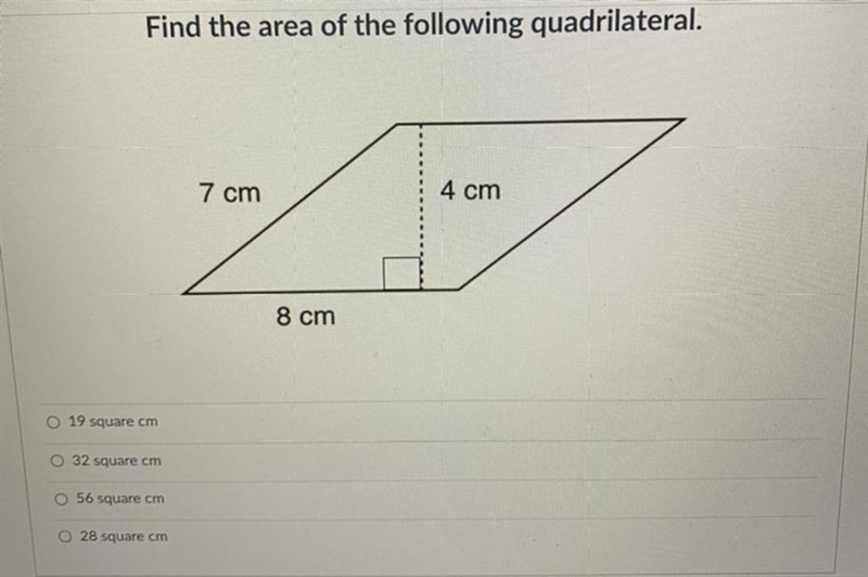 I need this asap. Find the area of the following quadrilateral.-example-1