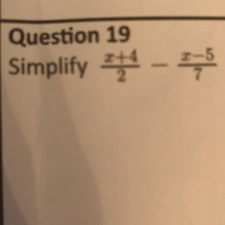 Simplify x+4/2 - x-5/7-example-1